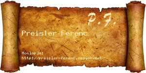 Preisler Ferenc névjegykártya